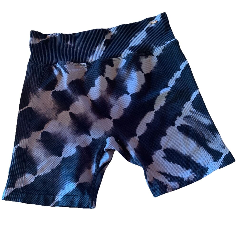 Pink Active Bike Gym Shorts Sz Large Ribbed Textured Athletic Workout Black Gray